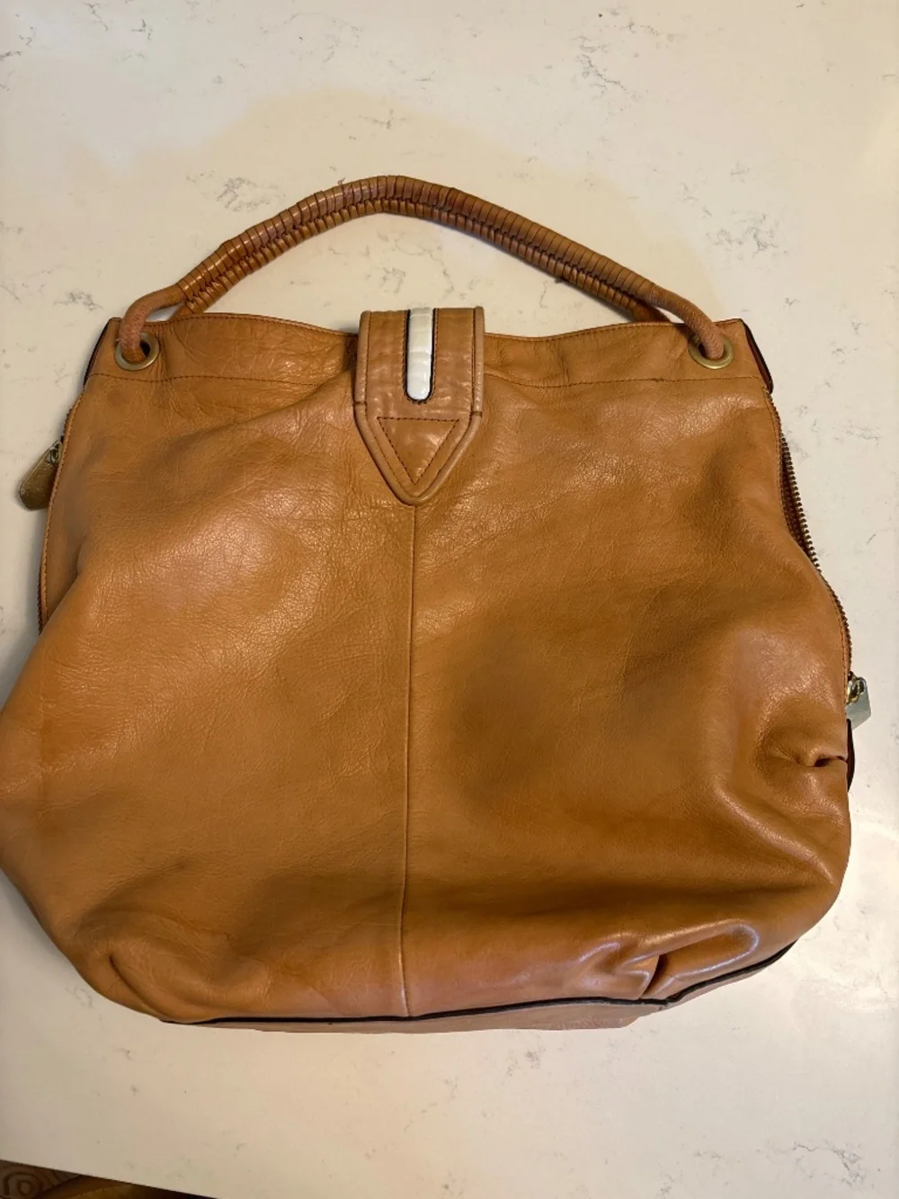 Pour La Victoria Tan Leather Hobo Purse